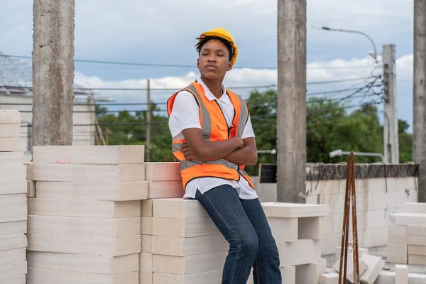 A teenager working