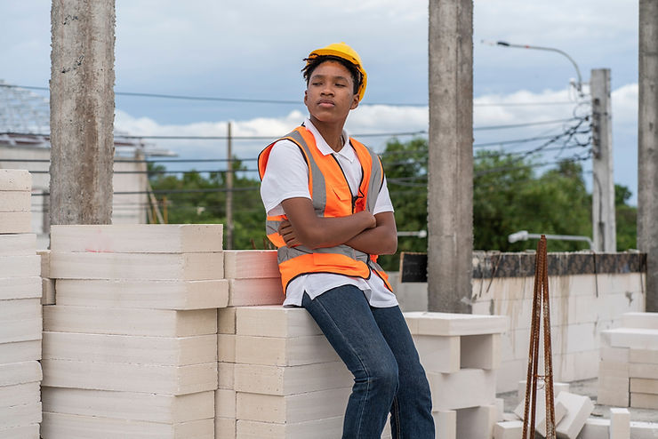 A teenager working